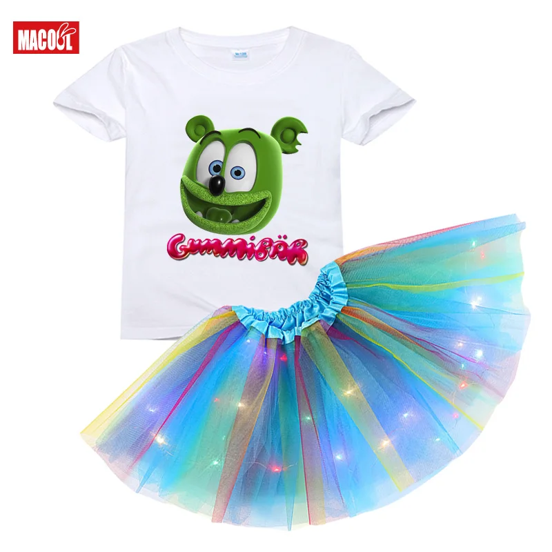 tutu dress for girls clothing set Outfit Party Set Rainbow Princess Skirt LED Set bear Toddler Girl Summer Clothes Kids Clothing