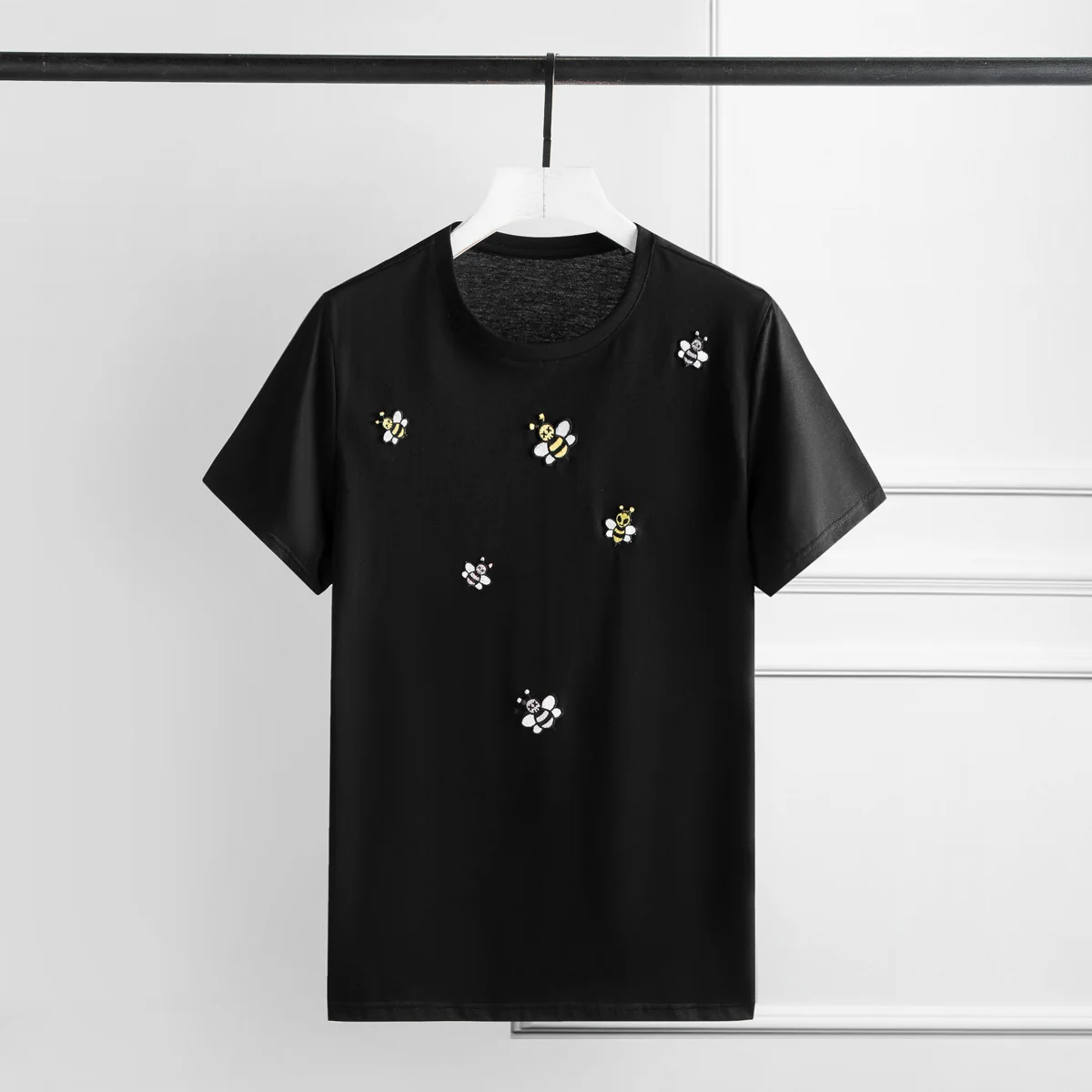 Летние мужские класса люкс с вышитой Пчелой и футболка короткими рукавами