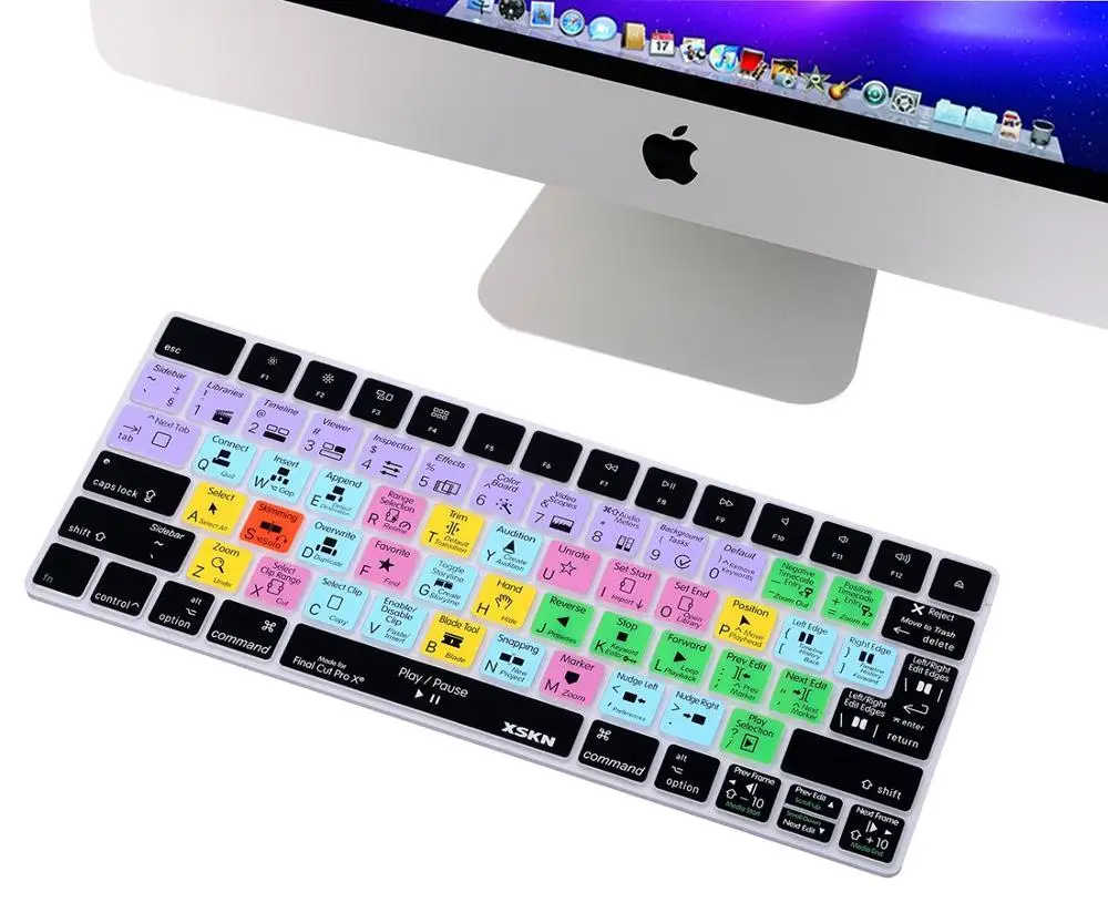 XSKN для Apple Final Cut Pro X клавиатура кожа для Apple Беспроводная Клавиатура Для iMac Волшебная клавиатура FCP английские горячие клавиши Smart Cover
