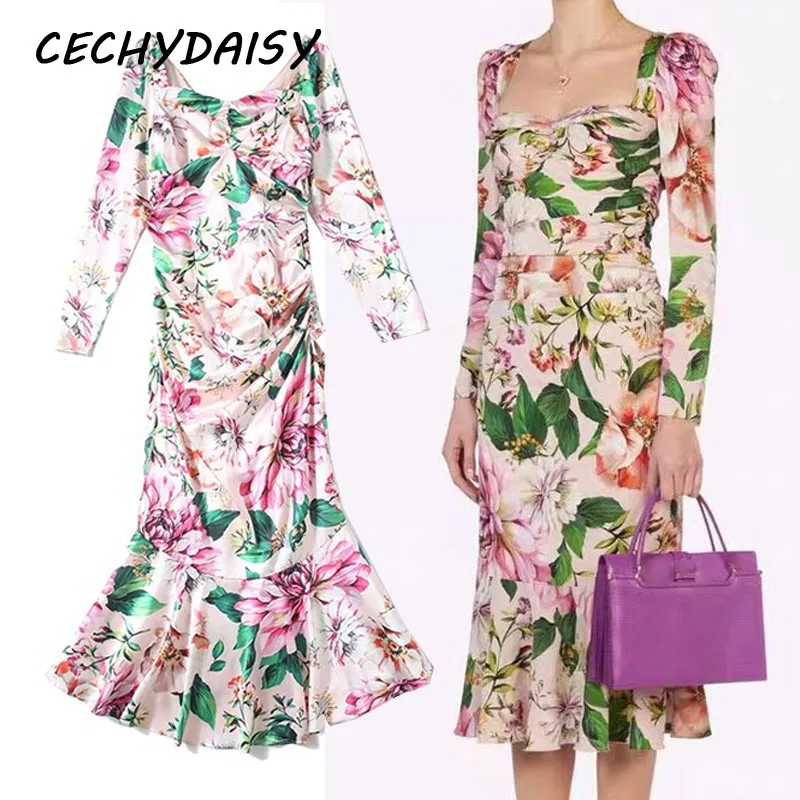 Знаменитости роза цветок розовый сексуальное платье для женщин средней длины с