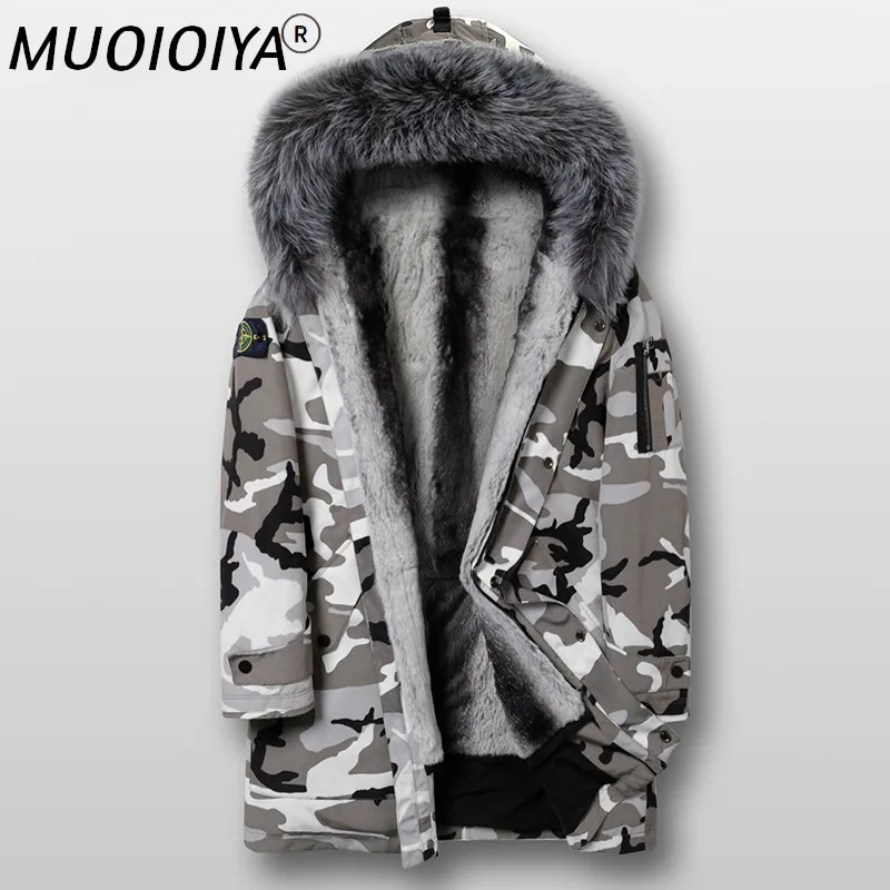 

MUOIOYIA Parka Fur Men Winter Jacket Rex Rabbit Fur Coat for Men Camouflage Parkas Chaquetas Hombre Invierno KD89006-2 KJ1101
