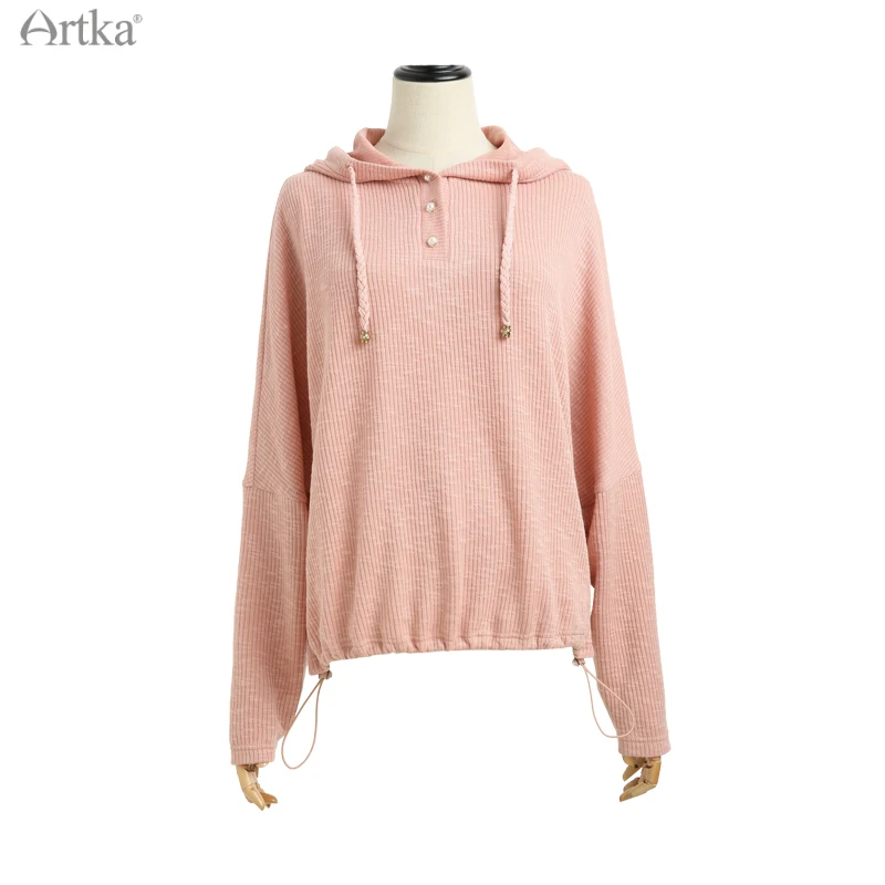 Женская трикотажная толстовка ARTKA розовая Свободная Повседневная Толстовка с