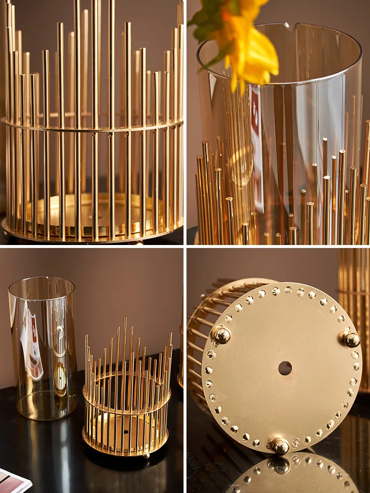 Стеклянная металлическая ваза для домашнего искусства плохая цветов журнальный