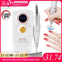 portable rechargeable nail polisher 35000rpm nail drill machine for gel nail art removal manicure pedicure grinding set tools