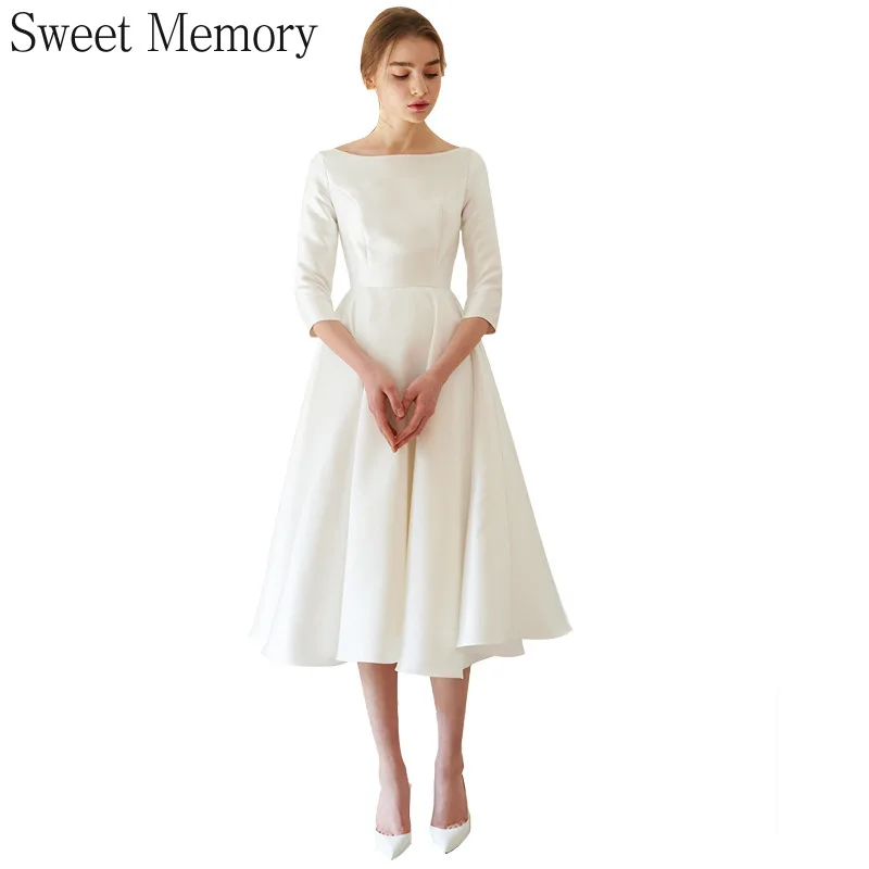 J1149 Sweet Memory Lady Белое простое свадебное платье больших размеров с длинными