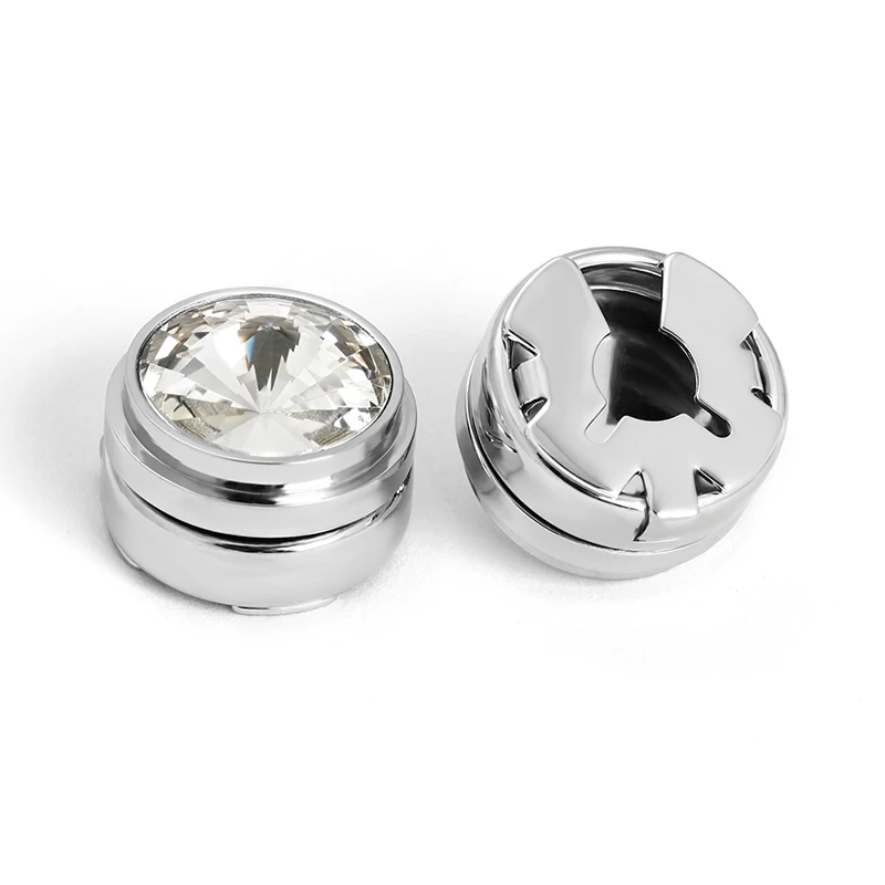 Мужские серебряные классические черные круглые запонки с круглой кнопкой для