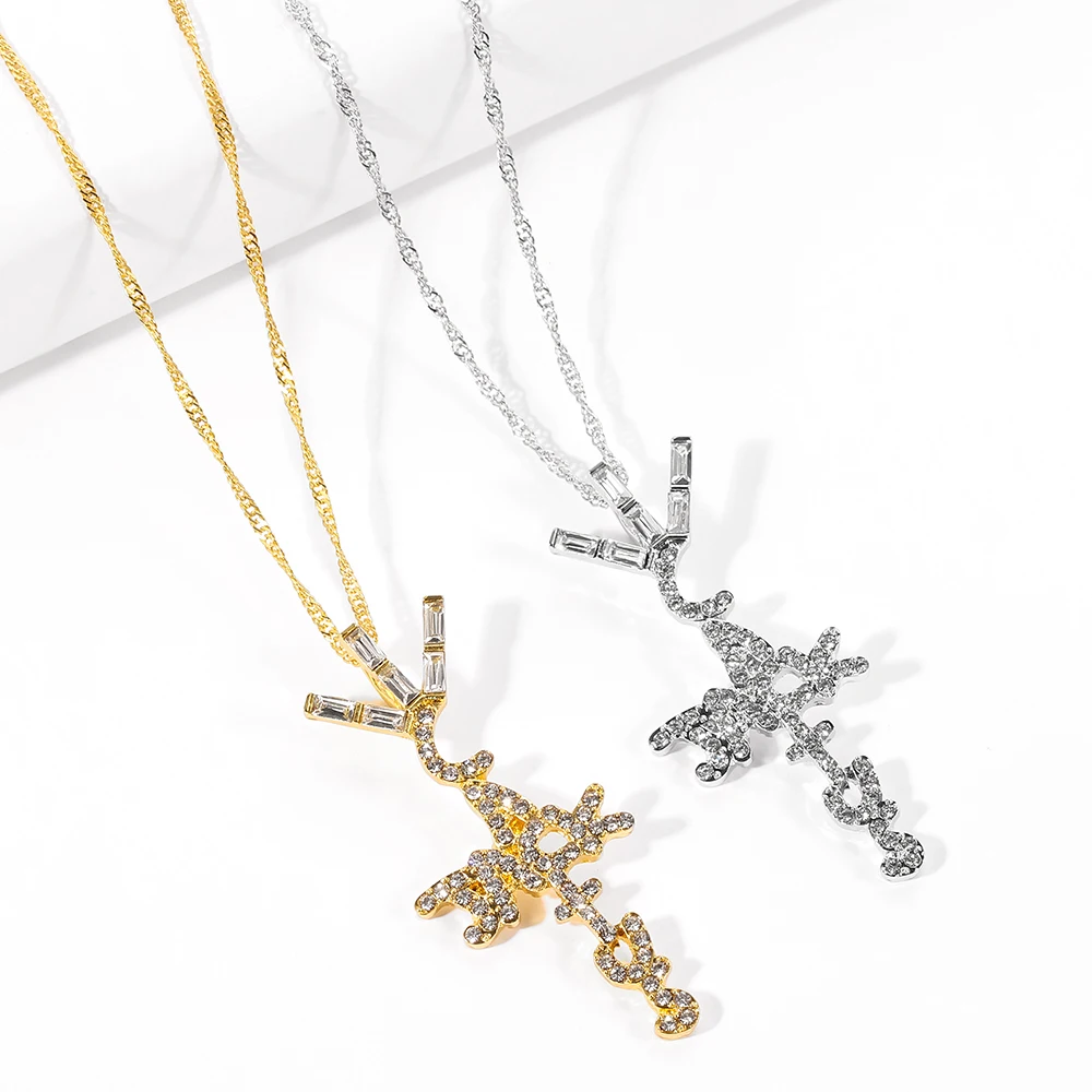 Кулон в форме кактуса с фианитом стиле хип-хоп