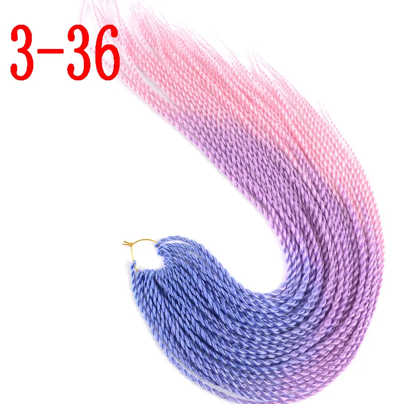 3-36 MERISIHAIR Ombre вязанные косички Сенегальские крученые волосы 24 дюйма 30 корней/упаковка синтетические плетеные волосы для женщин серый синий розовый - Цвет: 3-36