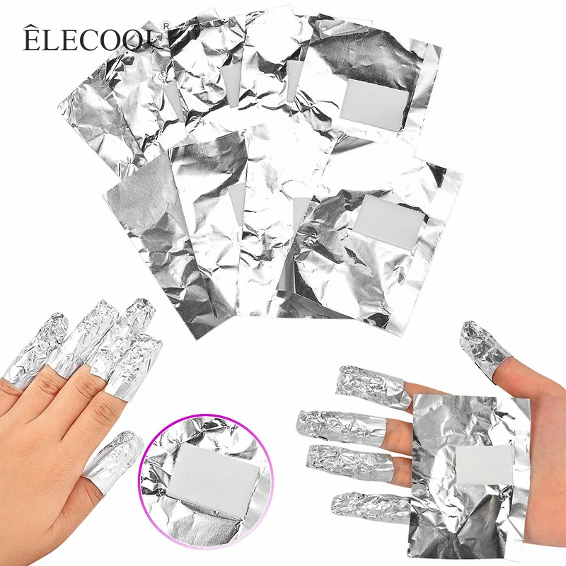 ELECOOL 100 шт. алюминиевый Фольга лак искусство впитывающийся для Ногтей Акрил Гель