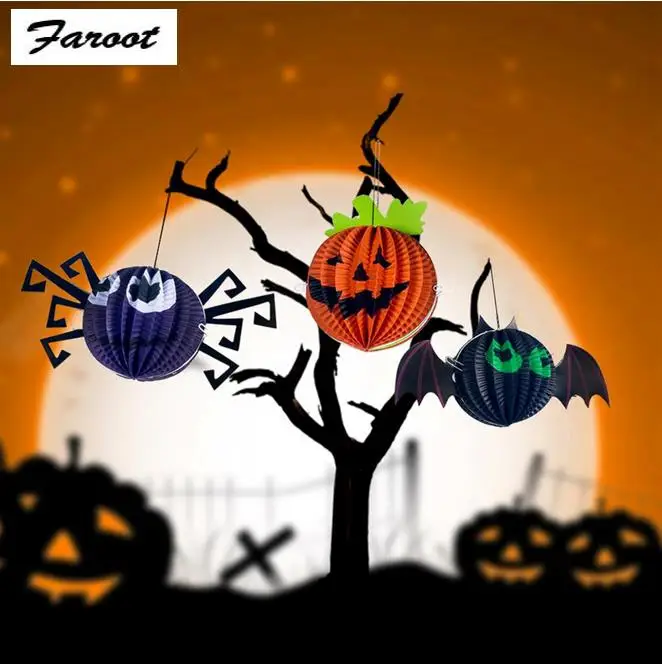 Вечерние украшения для Хэллоуина легкие бумажные реквизиты тыквы паука летучей