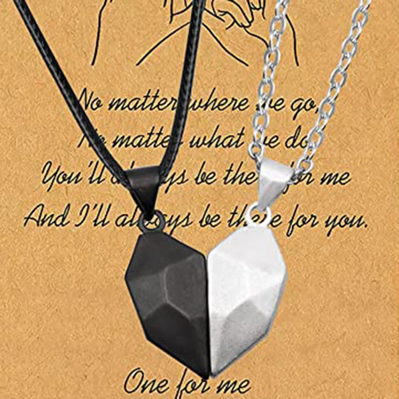 

Парное магнитное ожерелье для влюбленных, 2 шт., ожерелье с подвеской в виде сердца в готическом стиле, для мужчин, свадебная бижутерия для па...