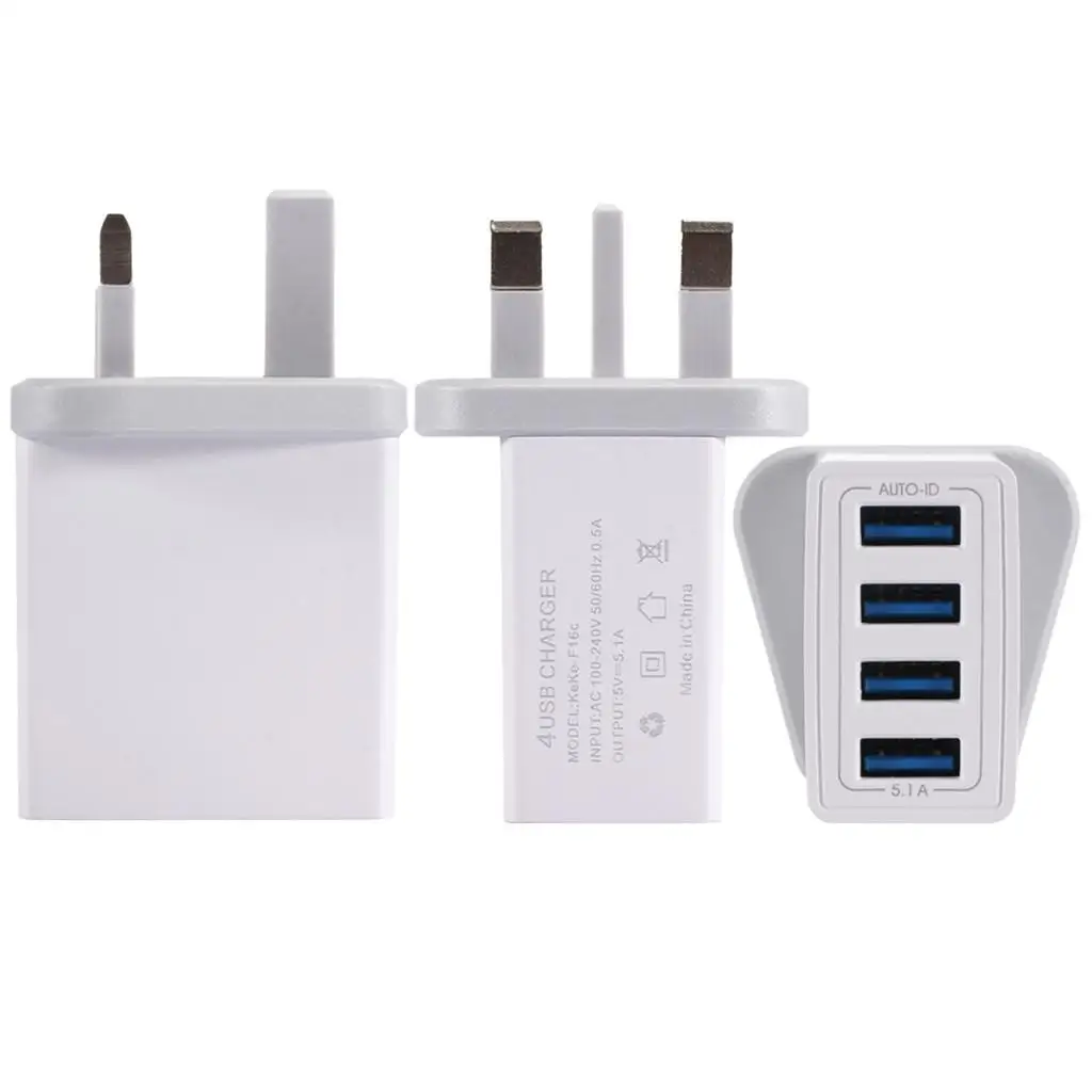 USB зарядное устройство UK настенное адаптер 4 порта 5.1A быстрая зарядная станция