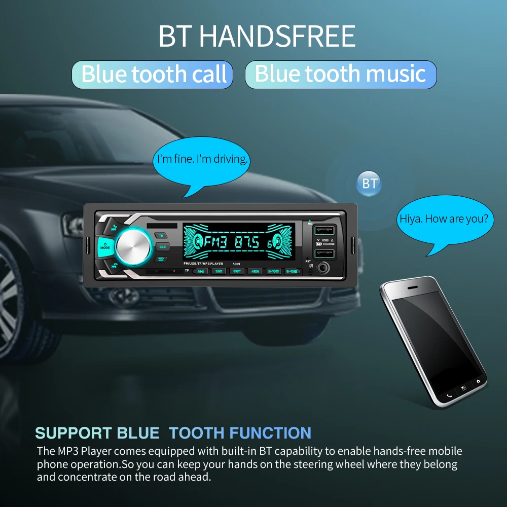 Автомагнитола 1din Авторадио Aux вход приемник Bluetooth стерео радио MP3 мультимедийный