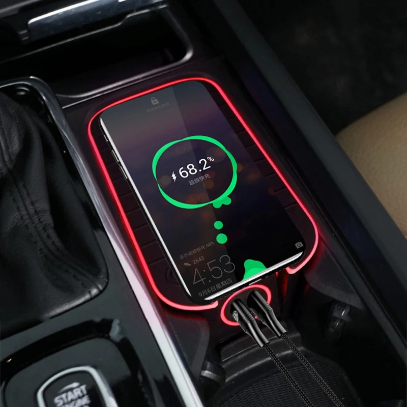 

Автомобильное беспроводное зарядное устройство для Volvo XC90, S90, V90, XC60, S60, V60, C60, 2018, 2019, 2020, 2021 QI, зарядное устройство для телефона, пластина для б...