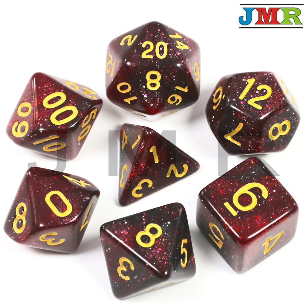 Red Топ Класс 6 Цвет Творческий Вселенная Игральный Кубы с рисунками галактики набор D4-D20 с таинственным Королевский блеск порошок для DND RPG - Цвет: Red