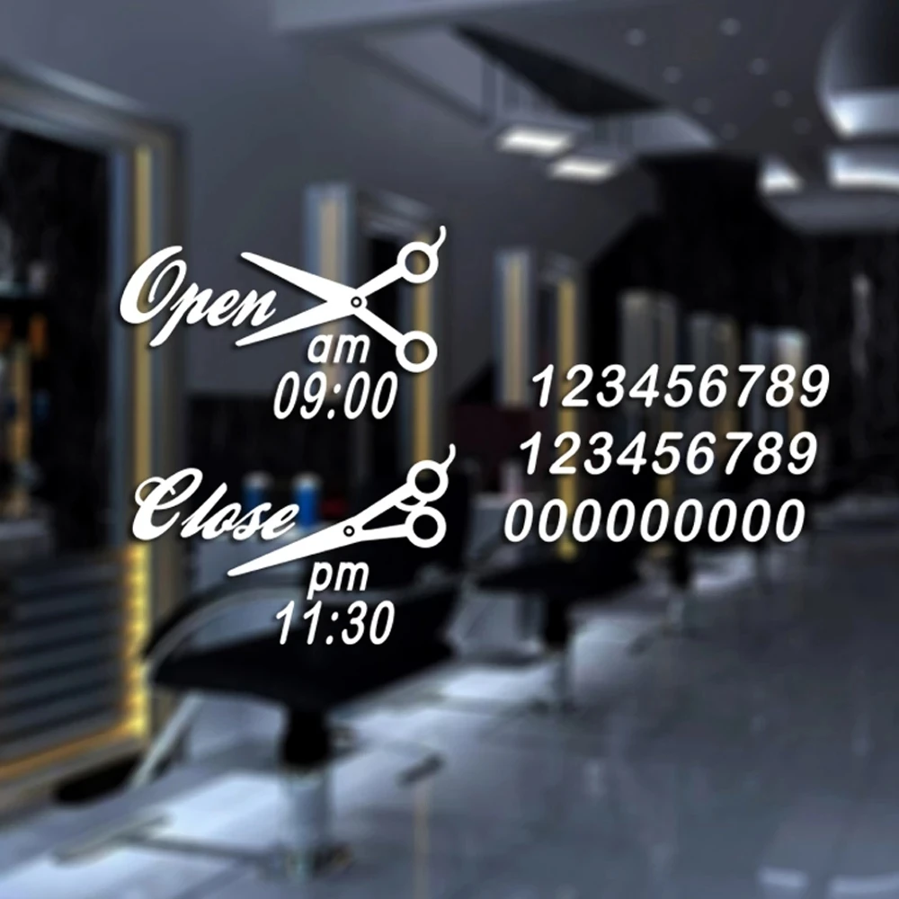 

Time Bussness Hour Hair Salon Wall Stickers Hairdresser Barber Posters Removable Vinyl Decals Bedroom Decoration Murals CC89