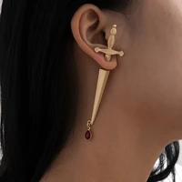 1pcs vintage cool sword earrings female punk ear hoops fashion jewellery novel charm for women men gift gothic unique jewelry