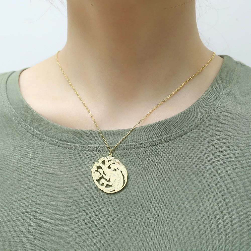 RIR Minimalist Golden Dragon Charm Necklace Exquisite Mythology Zodiac Lady Jewelry Stainless Steel | Украшения и аксессуары