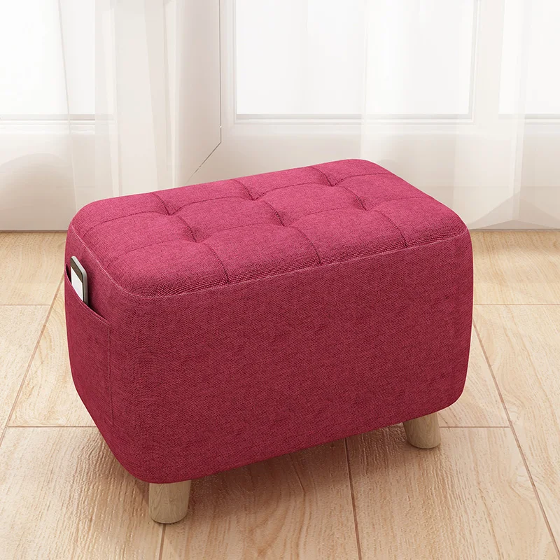 Квадратный стул из массива дерева тканевый диван пуфик для ног домашняя обувь