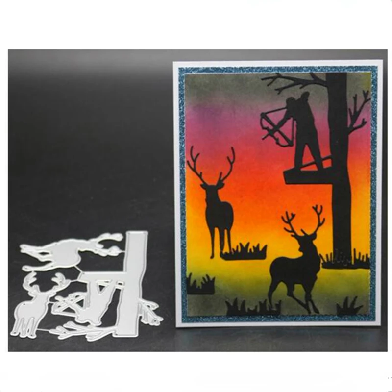 

YINISE Metal Cutting Dies For Scrapbooking Stencils Hunting Deer DIY Paper Album Cards Making Embossing Folder Die Cuts CUT Mold