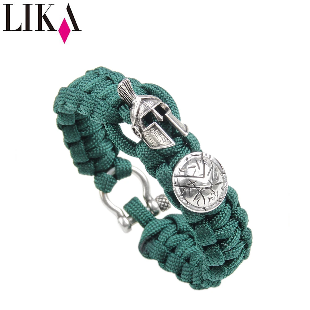

LIKA Men Bracelets Umbrella Rope Sparta Helmet Shape Copper Nylon Rope Handmade Trendy Cuff Bangles & Bracelets For Men Jewelry