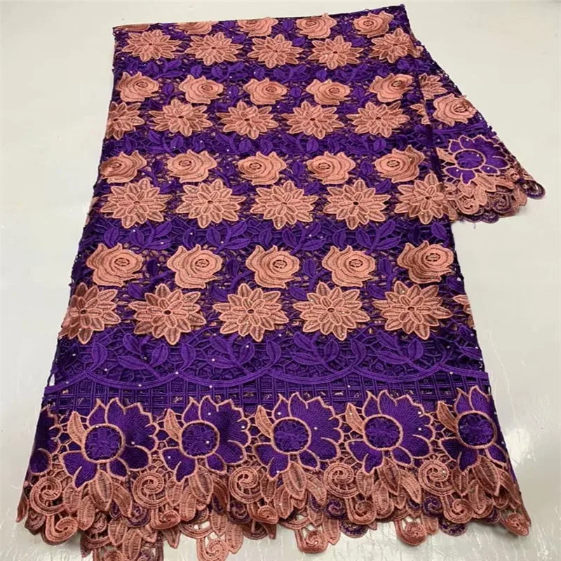 

Latest pink/green Lace Fabric African Cord Guipure Lace Fabric 2021 High Quality Nigerian Water Soluble Laces Fabrics For Party