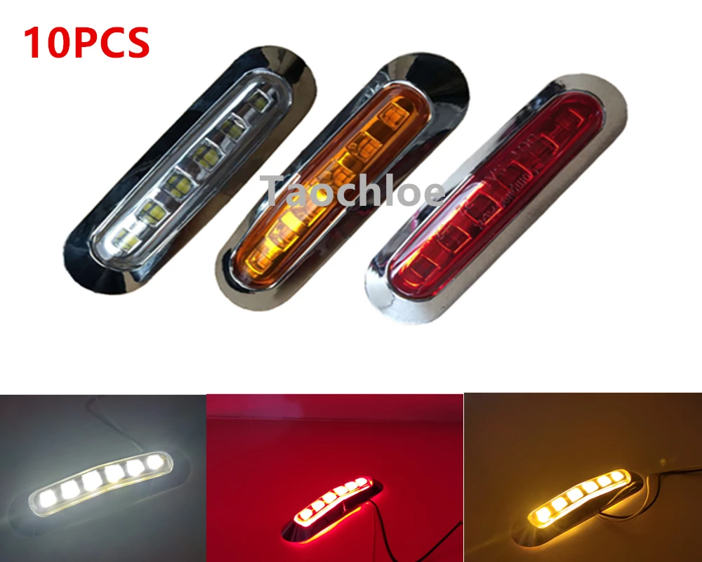 10 шт. габаритные огни для грузовика 30 в 6 светодиодов|side marker light|marker lightcaravan light |