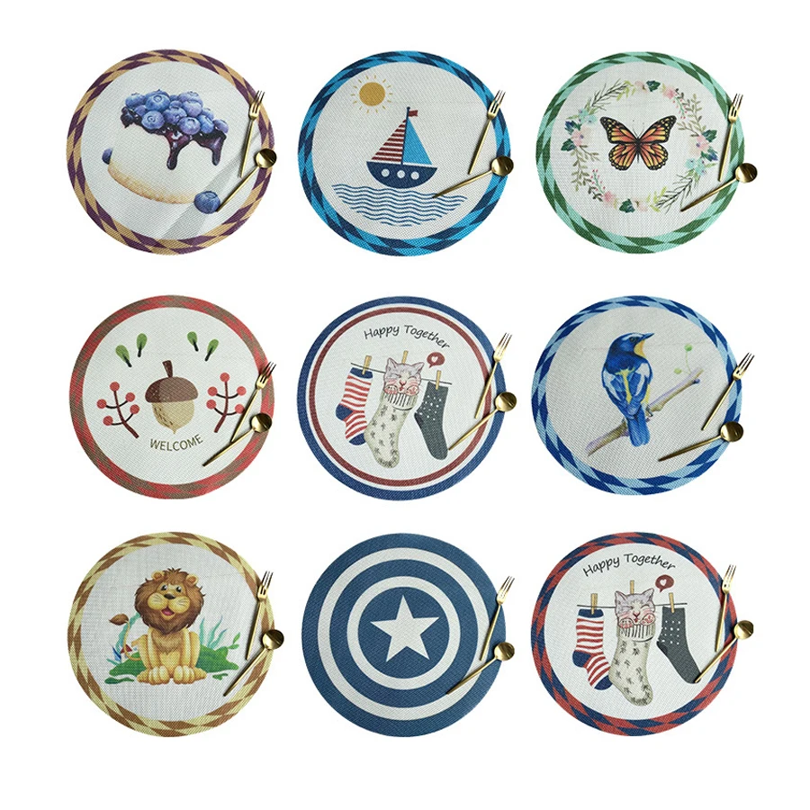 Круглый дизайнерский нескользящий коврик в скандинавском стиле с мультяшным