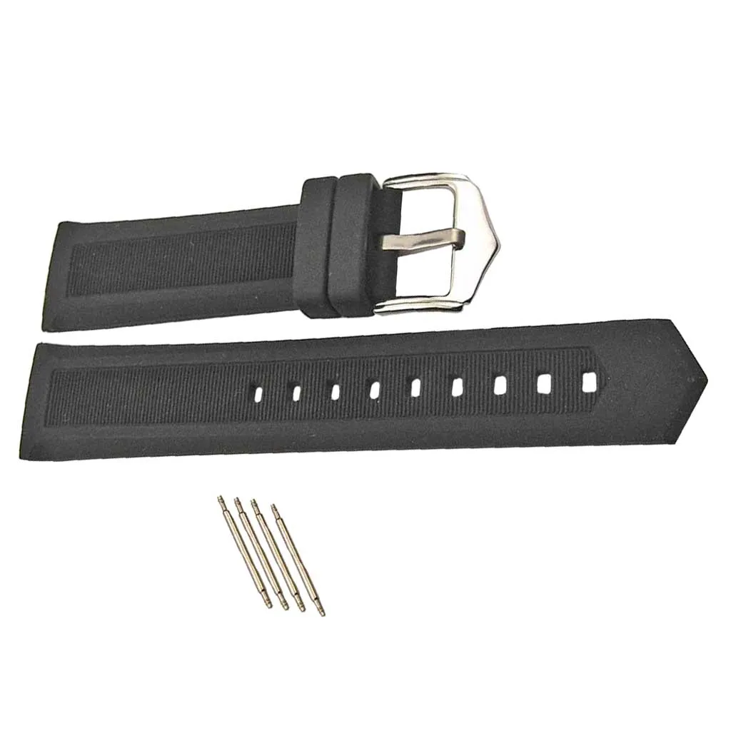 

Black Silicone Watch Bands Soft Rubber Watch Strap 16mm-22mm with Spring Bar