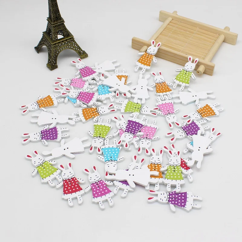 50 шт. смешанные Мультяшные пуговицы в виде кролика для скрапбукинга рукоделия