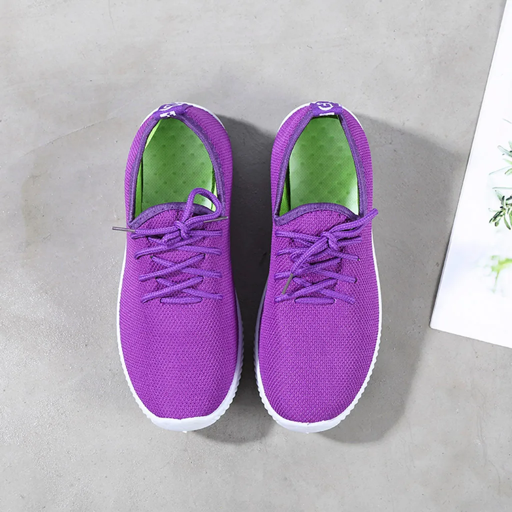 Women Sneakers Outdoor Solid Round Toe Breathable Loafers Soft Leisure Flat Running Shoes Sports Shoes Light Bottom Shoes#1007