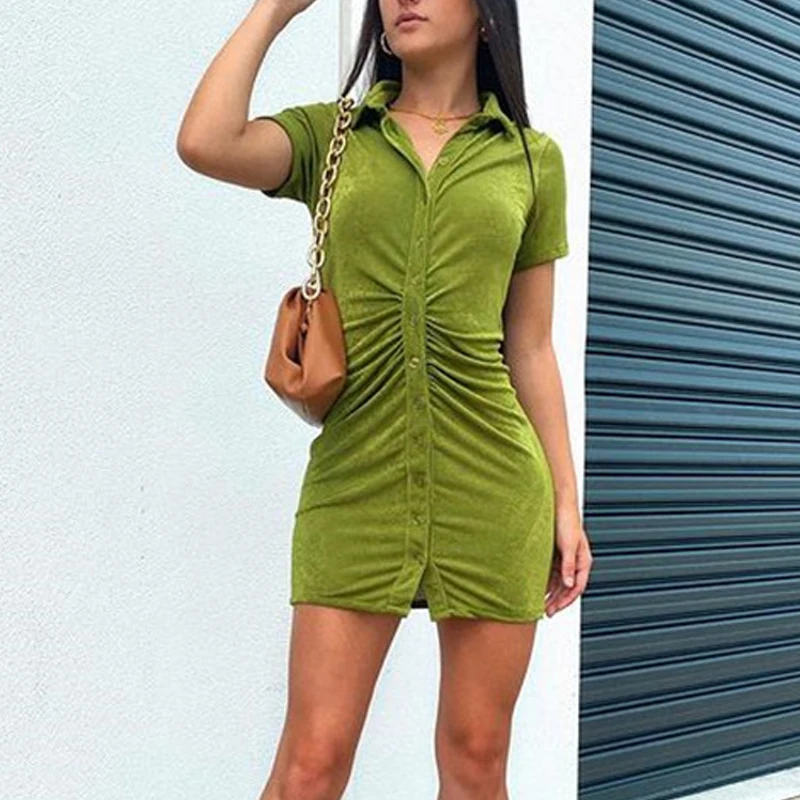 Платье женское Короткое облегающее пикантное зеленое клубное мини-платье на