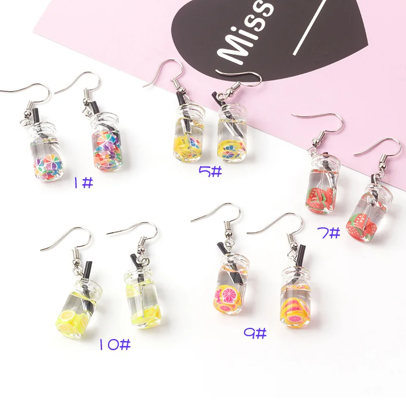 Женские серьги-подвески в виде фруктов молока чая напитков | Украшения и