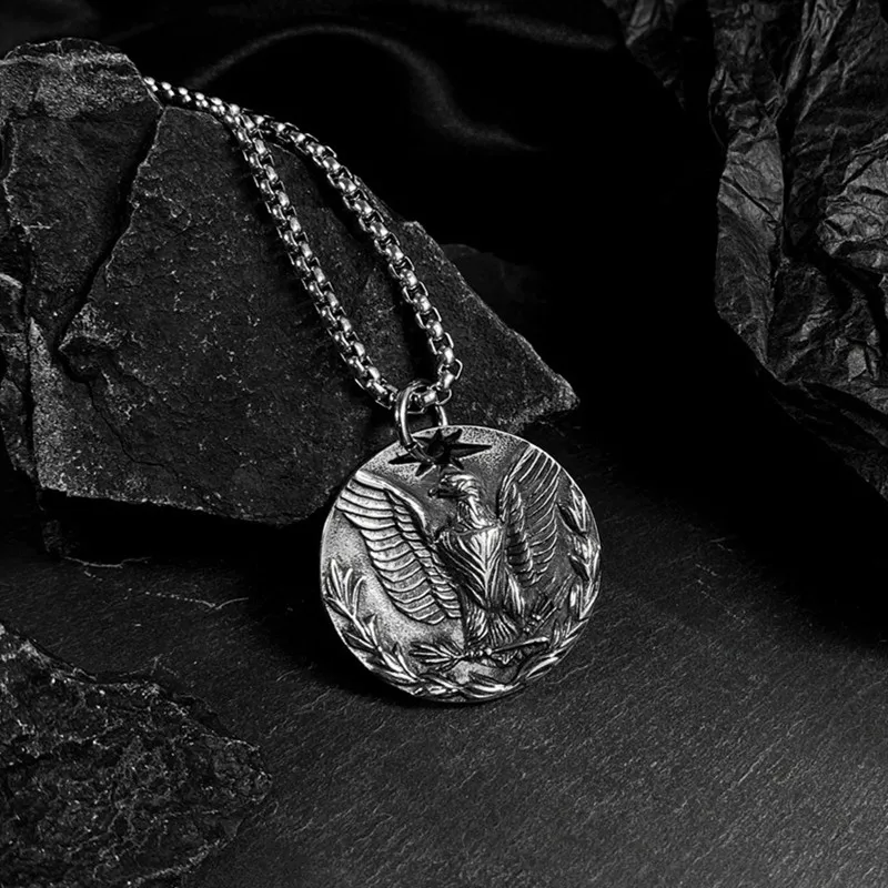

Stainless Steel Emboss Eagle Pendant necklace For Man Punk Animal Jewelry