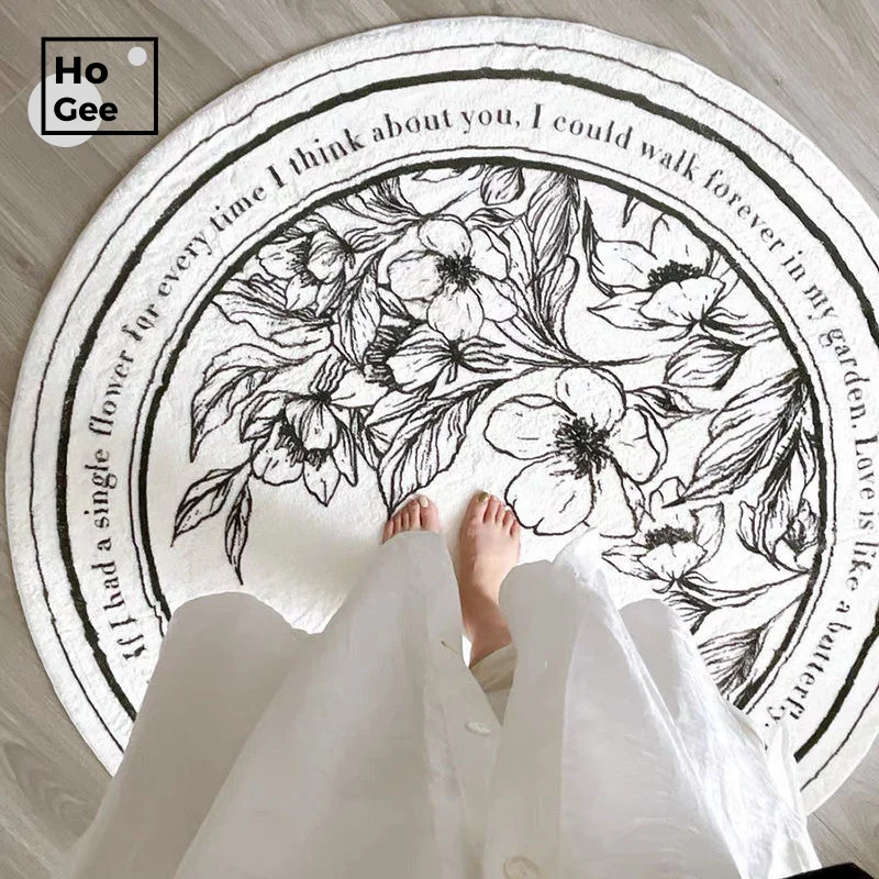 

Round Fluffy Carpet For Living Room Modern Baby Rug Kids Carpets White Bedroom Carpet Flower Plush Rugs Furry Mat for Children