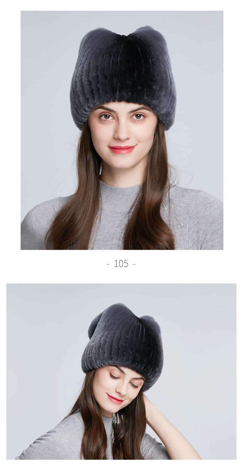 ENJOYFUR Winter Fur Hats For Women Real Rex Rabbit Fur Beanie Cap with Bow-knot Thick Warm Fur Caps For Girls