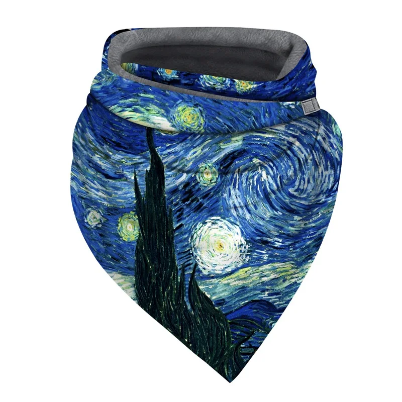 

Super Large Starry Sky Space Triangle Outdoor Scarf Fleece Winter Warm Cycling Neckerchief Hiking Neck Cover 150x70 cm