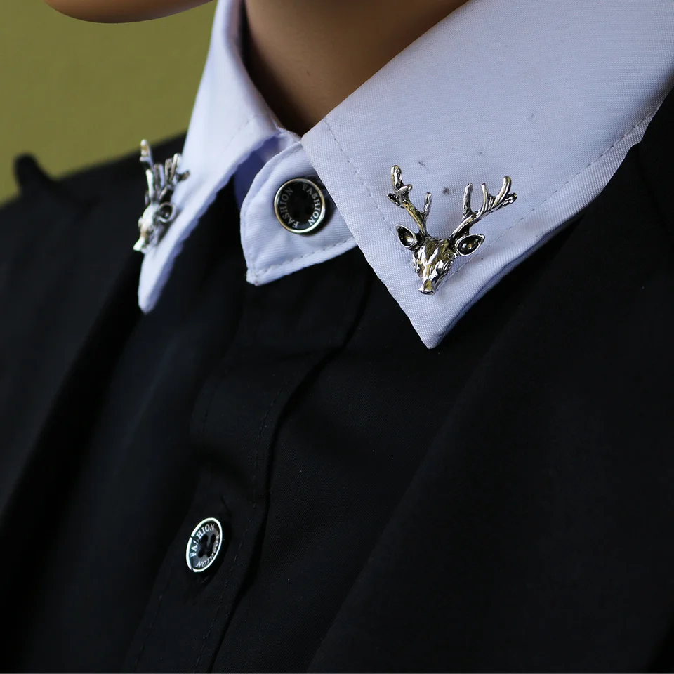 Я Remiel Винтаж металлический маленькая голова оленя брошь с лосем булавки для