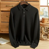 winter 100 pure cashmere sweater mens lapel bottoming long sleeved t shirt solid color business middle aged father sweater