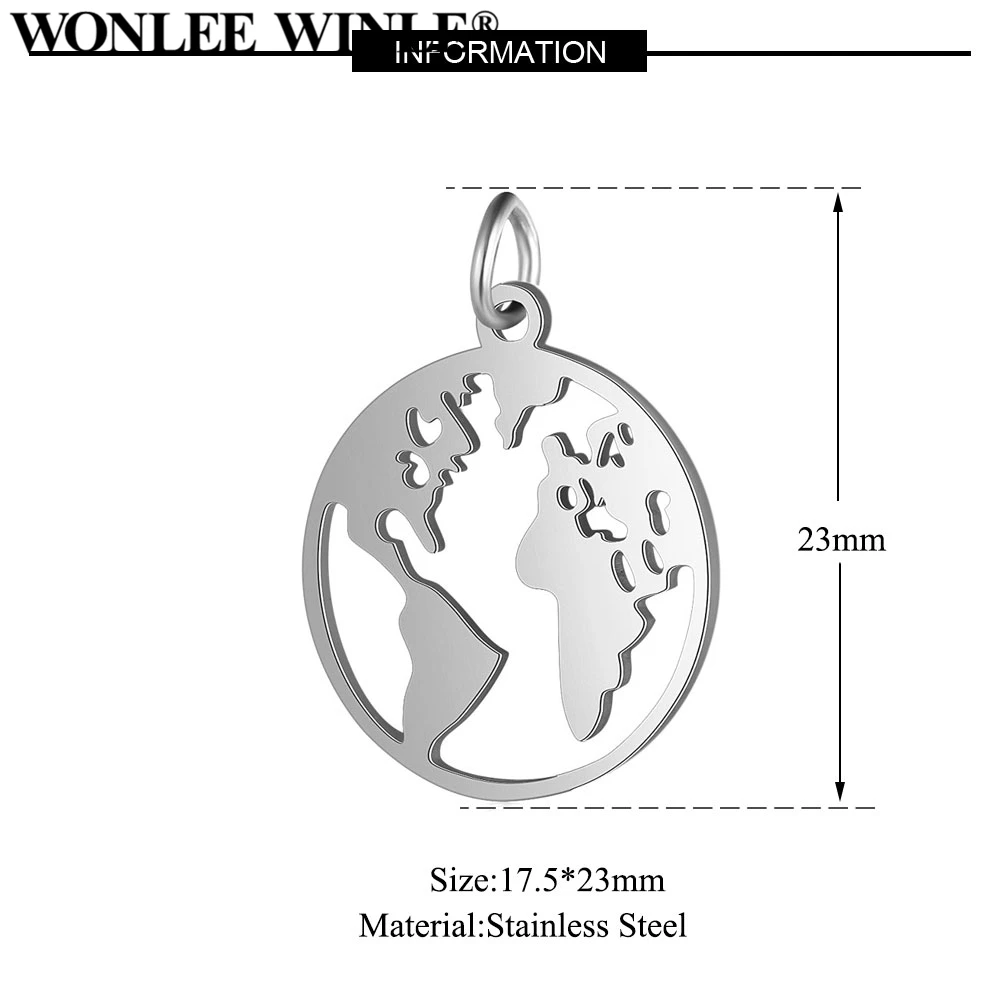 Wonlee Winle серебряное золото никогда не выцветает карта мира подвески из