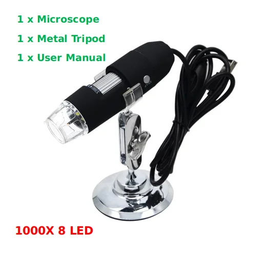 1000X 1600X 8 светодиодов электронный цифровой микроскоп Ручной Лупа камера USB интерфейс электронный микроскоп+ металлический кронштейн Подставка - Цвет: 1000X