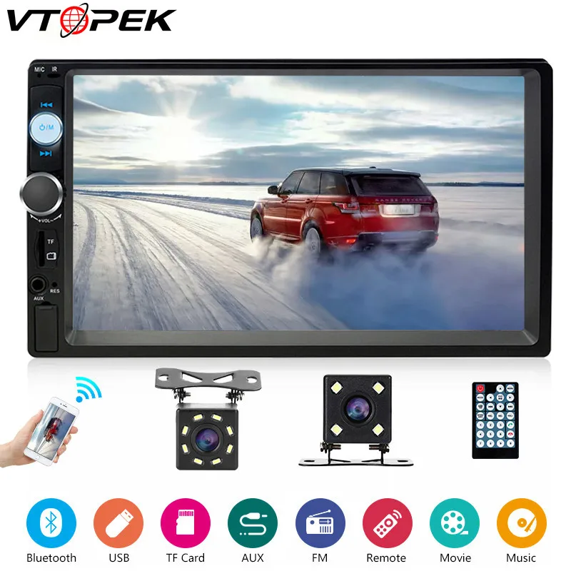 Vtopek 7 дюймов двойной din Автомобильный мультимедийный плеер Bluetooth зеркало Ссылка