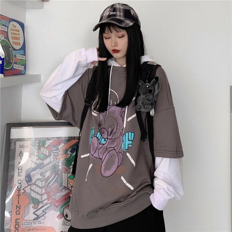 Свитер оверсайз с имитацией двух предметов Женский весенне осенний тонкий