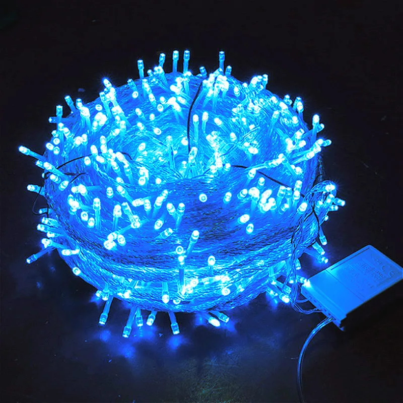Blue Открытый светодиодные гирлянды 10/20/30/50/100 м Водонепроницаемый светодиодная Праздничная гирлянда из полосы лампы бусины Свадебные украшения Рождественская елка год садовый декор - Испускаемый цвет: Blue