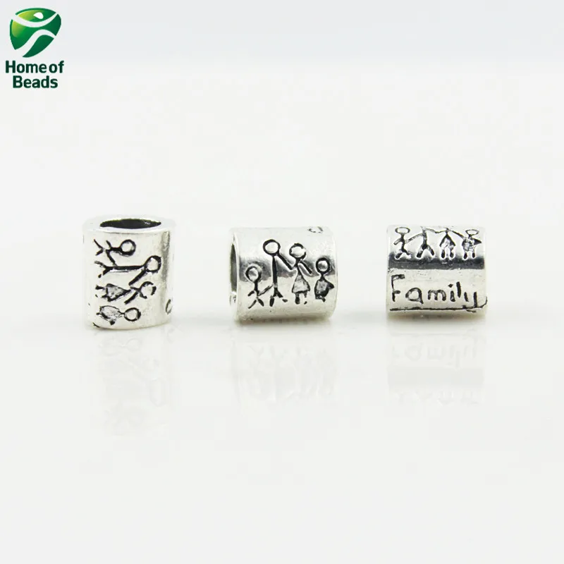 DIY античные серебряные цветные бусины из цинкового сплава вместе с семьей отец