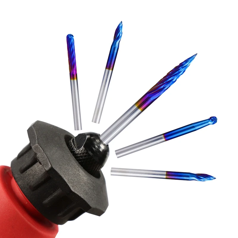 

20Pcs 3X3mm Blue Coating Double Cut and Single Mixed Rotary Files Carbide Router Rasps Rotary Burrs Set