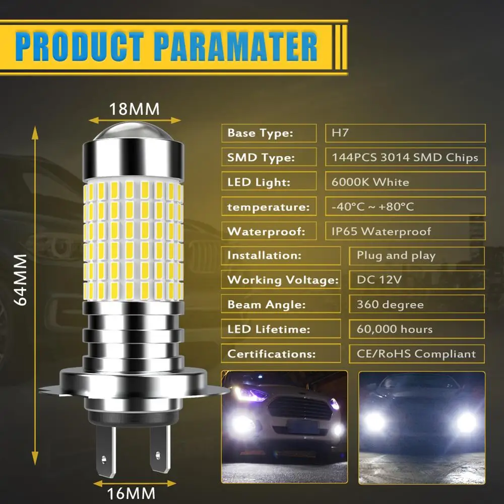 2 шт. H7 H8 H9 H11 9005 HB3 9006 HB4 H16 светодиодные лампы для противотуманных фар 12V 5202 PSX24W