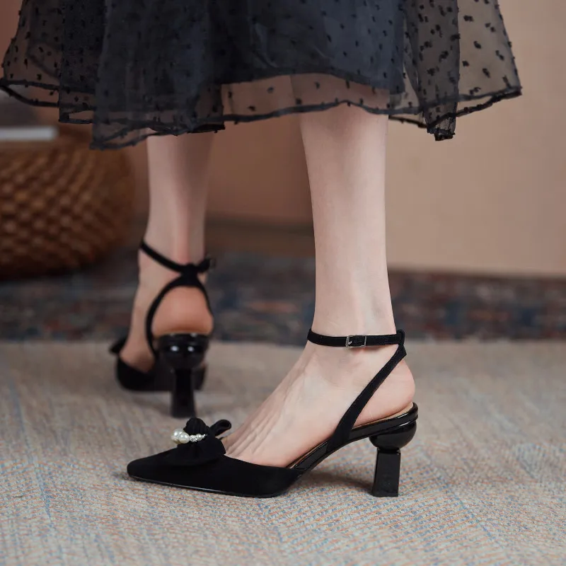 

FEDONAS Top Quality High Heels Pumps For Women Suede Leather Round Toe Butterfly Knot Women Shoes Wedding Working Shoes Woman