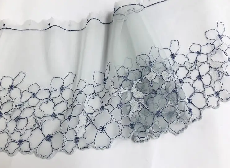 1 метр синяя серия ручной работы DIY аксессуары для одежды Свадебная Цветочная вышивка кружева ткани шторы диван швейная кружевная отделка 20 см