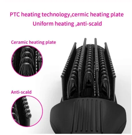 

professional Ceramic Anion Hair Curler Straightener Hot Heat Comb Electric Lcd Hair Brush Curling Comb Round Large Roller